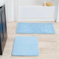 Daphnes Dinnette 2 Piece Memory Foam Striped Bath Mat Set - Blue DA3238774